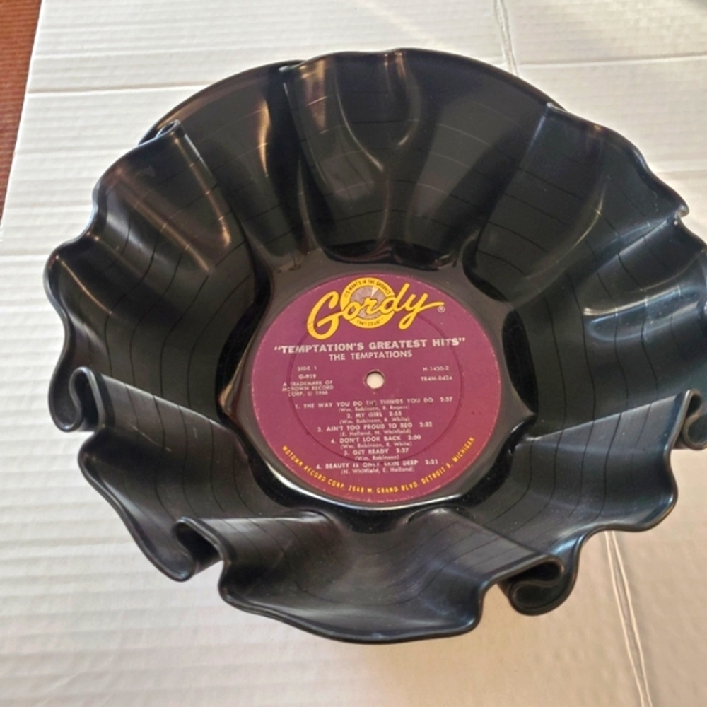 The Temptations Melted Record Album Bowl Folk Art Mixed Media
